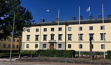 Södra delen av huvudbyggnaden med representationsvåningen (2017).