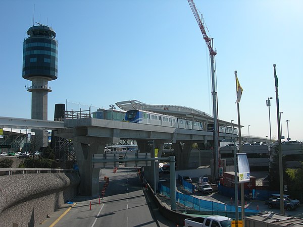 Canada Line trains at Vancouver International Airport (2008)