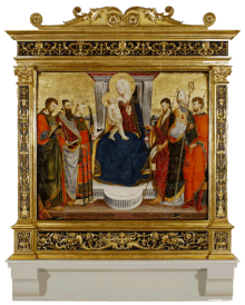 Neri di Bicci altarpiece in the cathedral chapel Virgin and Child with Six Saints St James Cathedral, Seattle.gif