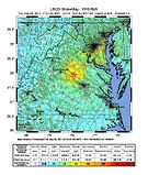 Map showing the intensity of the earthquake