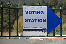 Voting station sign on voting day Voting day 1.jpg