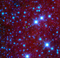 Yeşil nokta, iki T sınıfı kahverengi cüceden oluştuğu düşünülen WISE 0458+6434'tür.