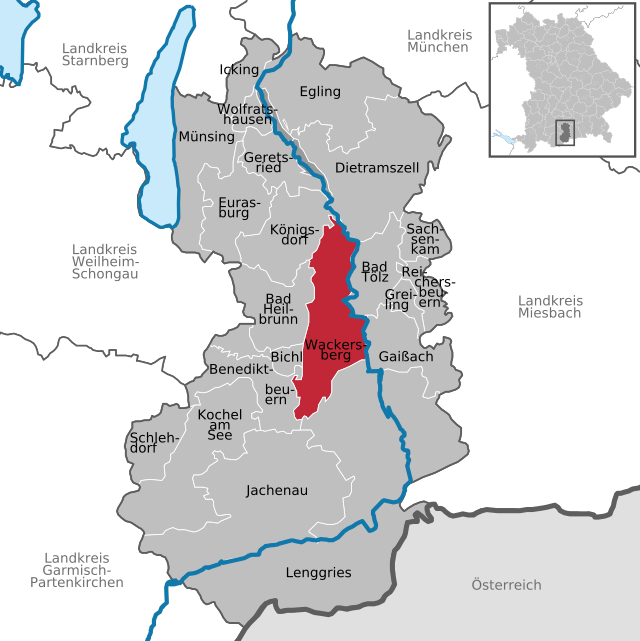 Läget för Wackersberg i Landkreis Bad Tölz-Wolfratshausen