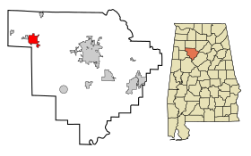 Walker County Alabama Incorporated and Unincorporated areas Carbon Hill Highlighted.svg