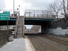 Stairs at Newtonville station in 2013 Walnut Street stairs at Newtonville station, March 2013.JPG