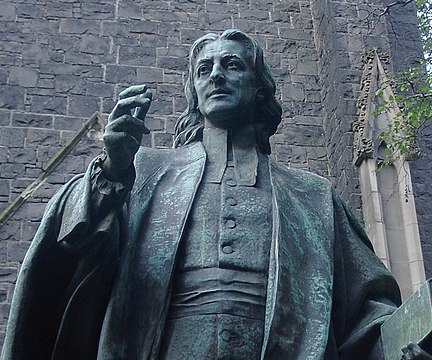 Statue of Wesley outside Wesley Church in Melbourne, Australia