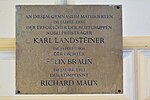 Karl Landsteiner, Felix Braun und Richard Maux - Gedenktafel