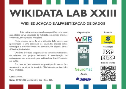 Wikidata Lab 23: Wiki-educação e alfabetização de dados, em 21 de maio de 2020.