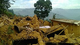 Damage caused by the 2014 Ludian earthquake. Zhoujiaping after Ludian earthquake.jpg