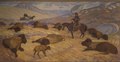 "Hide Hunters," a 1956 mural by Harold Dow Bugbee that depicts the slaughter of western bison for their hides at the Panhandle-Plains Historical Museum on the campus of West Texas A&M University LCCN2014633866.tif