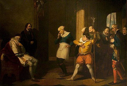 "Measure for Measure" Act II, Scene 1, the Examination of Froth and Clown by Escalus and Justice (from the Boydell series), Robert Smirke (n.d.)