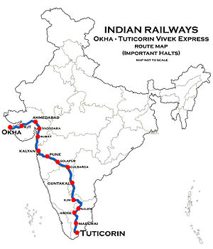 (Okha - Tuticorin) Vivek Express yo'nalishi map.jpg
