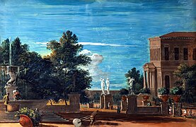 View of the park of a villa by Marco Ricci - Gallerie Accademia