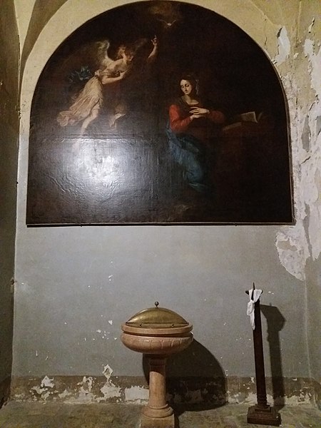 File:Église Saint Polycarpe de Lyon - Tableau l'Annonciation de Gabriel Blanchard, et fonts baptismaux.jpg