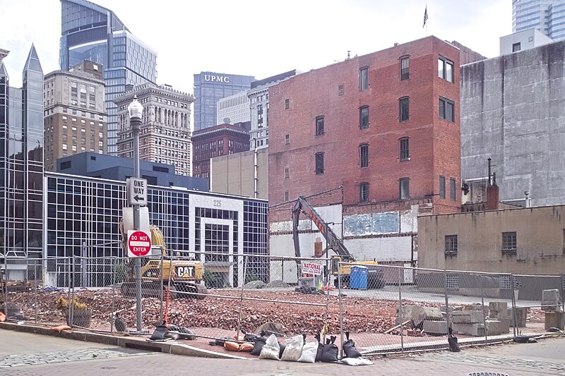 Rubble from demolished buildings