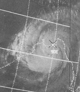 November 13, 1970: Cyclone kills over 300,000 people in East Pakistan; no survivors left on 13 islands south of the "X" 15B 1970-11-12 0956Z.png