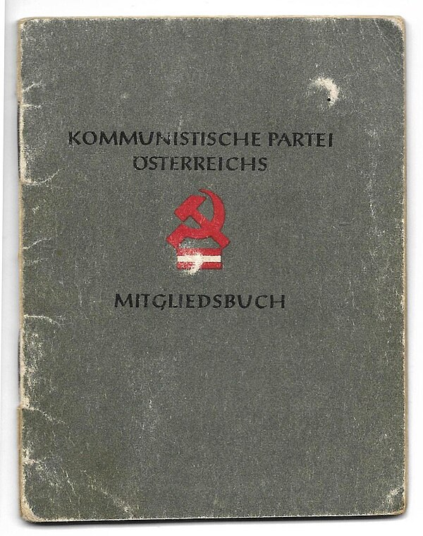 1945 Austrian Communist Party (KPÖ) membership booklet. Issued in Vienna and used up to 1947.