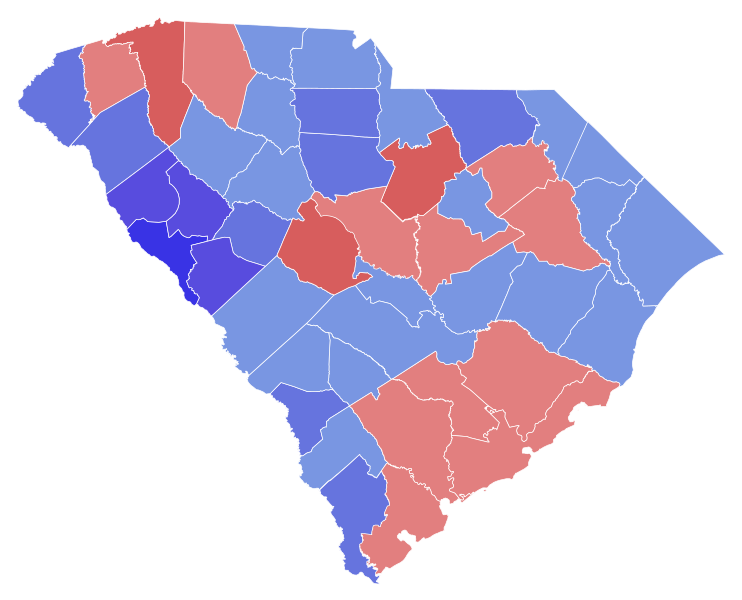 File:1974 South Carolina gubernatorial election results map by county.svg