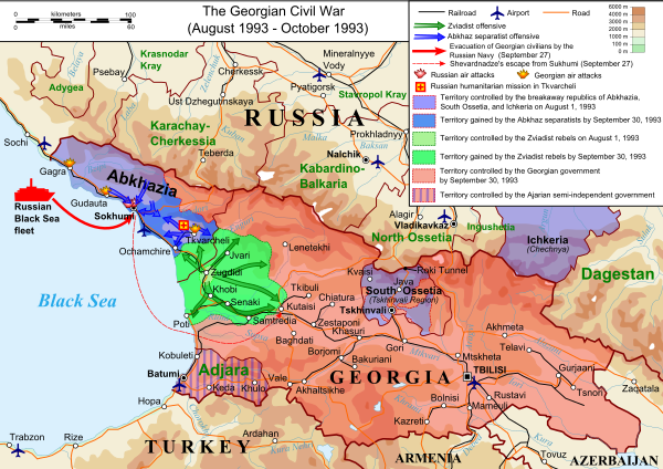 Georgian Civil War and the War in Abkhazia in August–October 1993