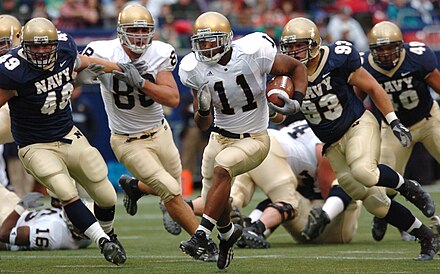 Notre Dame playing against Navy