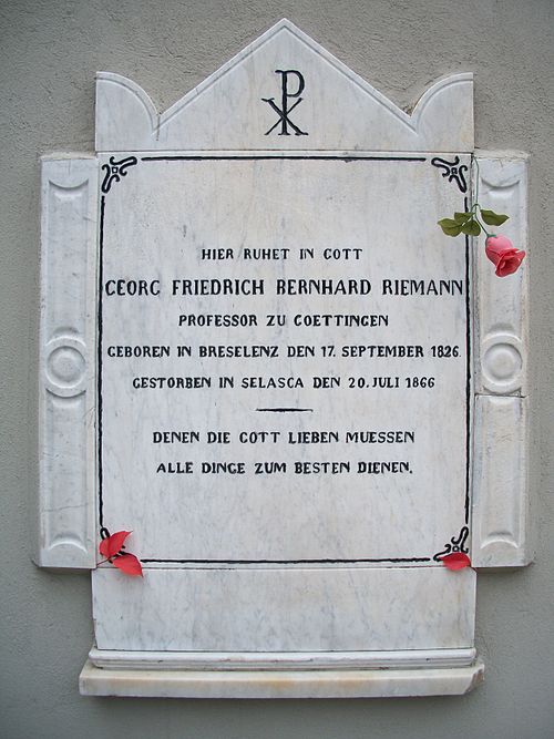 Riemann's tombstone in Biganzolo in Piedmont, Italy