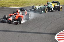 Photographie de l'accident de Timo Glock et Heikki Kovalainen lors de la deuxième séance d'essais libres