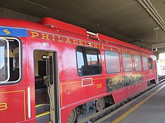 Route 101 trolley in Philadelphia and West Chester Traction Company Centennial livery