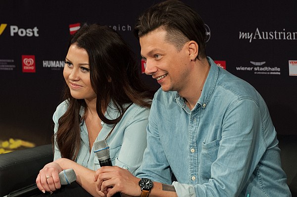 Elina Born and Stig Rästa during a press meet and greet