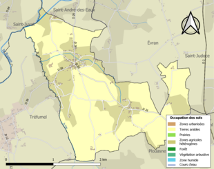 Barevná mapa znázorňující využití půdy.