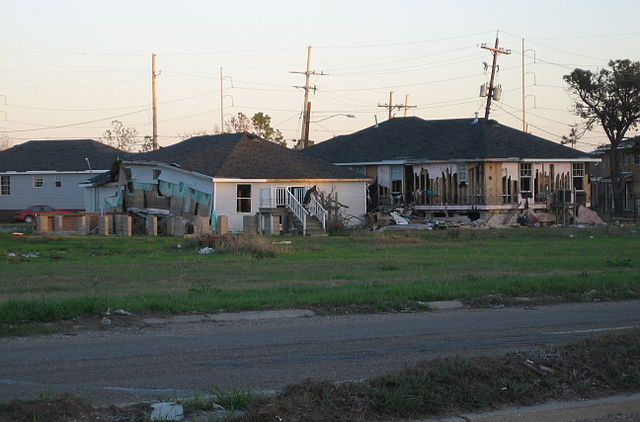 Damaged houses in eastern New Orleans after Katrina