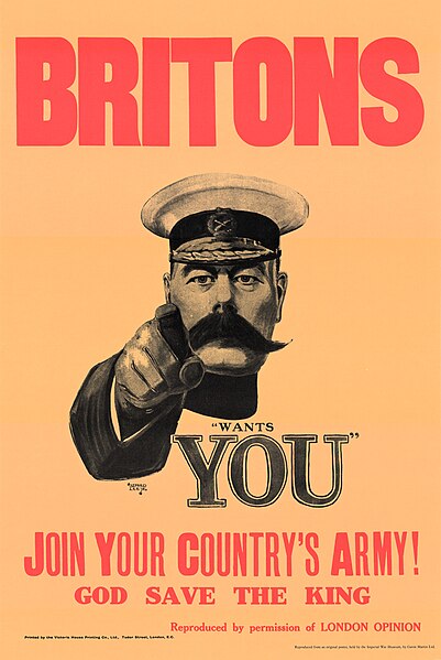 File:30a Sammlung Eybl Großbritannien. Alfred Leete (1882–1933) Britons (Kitchener) wants you (Briten Kitchener braucht Euch). 1914 (Nachdruck), 74 x 50 cm. (Slg.Nr. 552).jpg