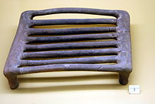 A grill, circa 4th-6th century BC, exhibited in the Ancient Agora Museum in Athens, housed in the Stoa of Attalus 3229 - Athens - Grill - Stoa of Attalus Museum - Photo by Giovanni Dall'Orto, Nov 9 2009.jpg