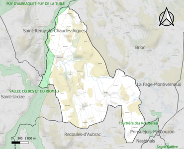 Carte de la ZNIEFF de type 1 sur la commune.