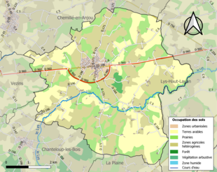 Kolorowa mapa przedstawiająca użytkowanie gruntów.