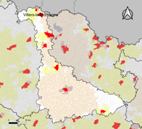 A Villers-la-Montagne vonzáskörzet elhelyezkedése a Meurthe-et-Moselle megyében.