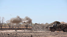 An 8th/12th Regiment M777A2 lightweight 155 mm howitzer firing during an exercise in 2015 8-12 Regiment 155mm howitzer firing in 2015.jpg