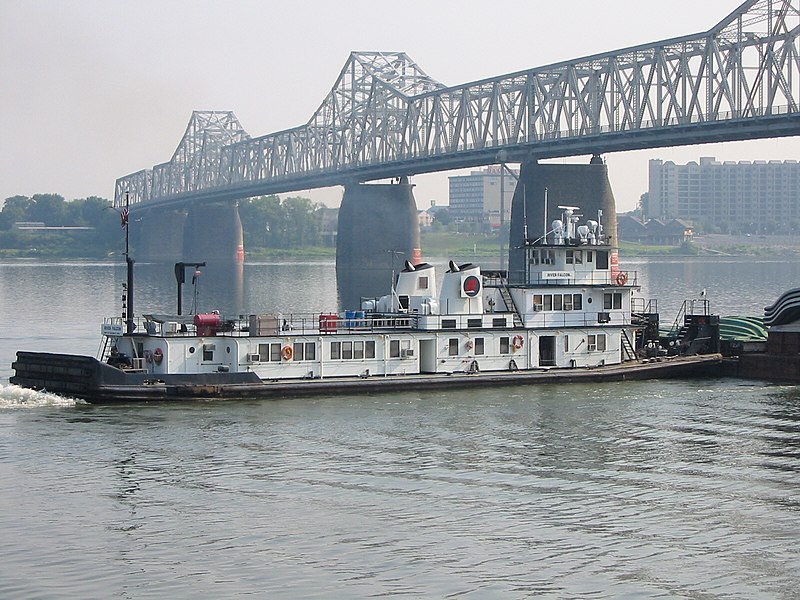 File:A2g044 River Falcon upbound at Clark Bridge, Louisville (41794388014).jpg