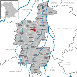 Läget för Adelsried i Landkreis Augsburg