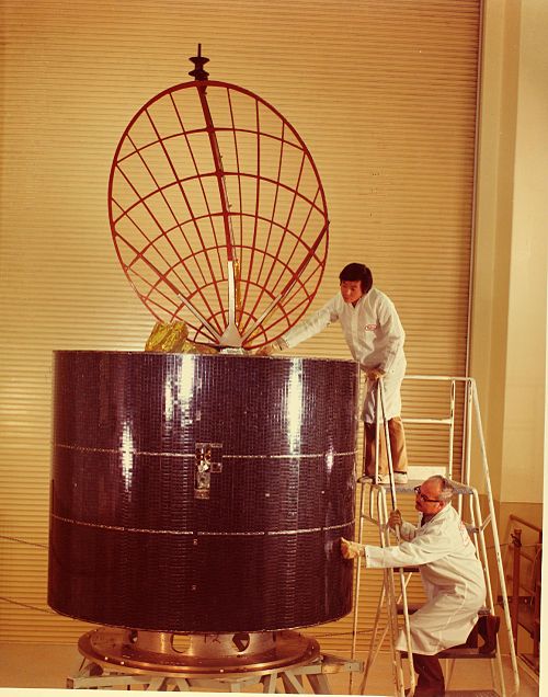 Inspection of an Anik A in the early 1970s