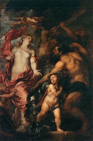 <i>Venus Asks Vulcan to Forge Arms for her Son Aeneas</i> Painting by Anthony van Dyck