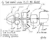 1961 sketch showing 10 C-1 launches required to assemble in Earth orbit an Apollo lunar landing mission. Apollo Earth Orbit Rendezvous - 10 launches required.jpg