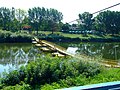 Pontoon bridge across river Mures in Arad, Romania