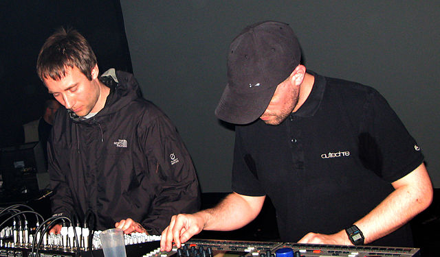 Rob Brown (left) and Sean Booth (right) performing live as Autechre in 2007