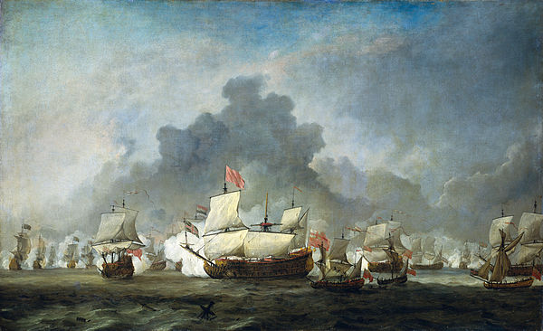 The Battle of Solebay, where Russell saw action as a junior officer