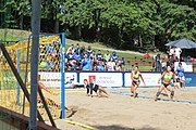 Deutsch: Beachhandball Europameisterschaften 2019 (Beach handball Euro); Tag 1: 2. Juli 2019 – Frauen, Vorrunde Gruppe C, Italien-Griechenland 0:2 (16:28, 10:13) English: Beach handball Euro; Day 1: 2 July 2019 – Women Preliminary Round Group C – Italy-Greece 0:2 (16:28, 10:13)