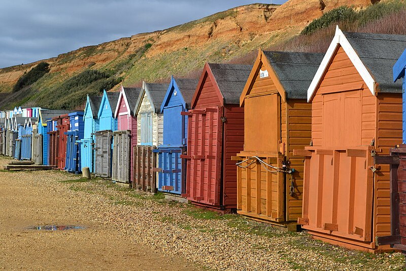 File:Beach huts at Barton on Sea - geograph.org.uk - 6056984.jpg