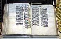 Gutenberg Bible. The Bible was authored by Jews during the Iron Ages and the Classical era. It comprise cultural values, basic human values, mythology and religious beliefs of both Judaism and Christianity. Bible.malmesbury.arp.jpg