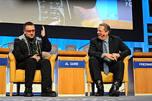 Bono with Al Gore at the 2008 World Economic Forum annual meeting in Davos Bono and Al Gore 2008.jpg