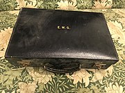 Briefcase with initials for Elgiva Mary Giles (1890-1970), younger daughter of Captain Charles Ackland-Allen, circa 1910