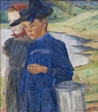 Två flickor på vägen (1899).